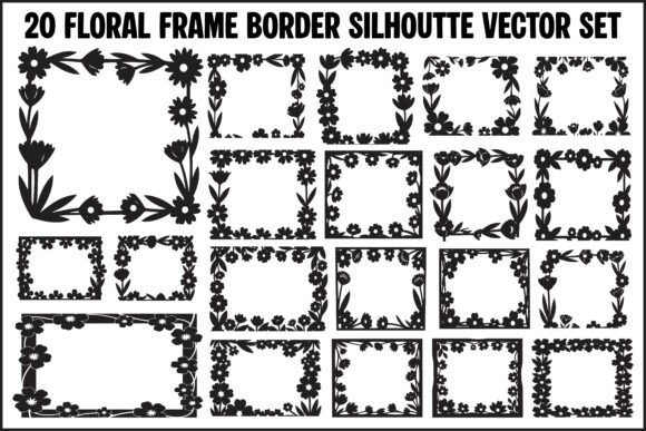 20 Floral Frame Border Silhouette Vector: A Strategic Design Resource for Creatives and Professionals