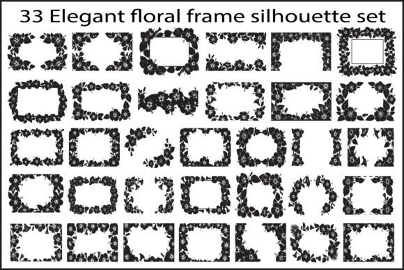 33 Elegant Floral Frame Silhouette Set: A Versatile Design Resource
