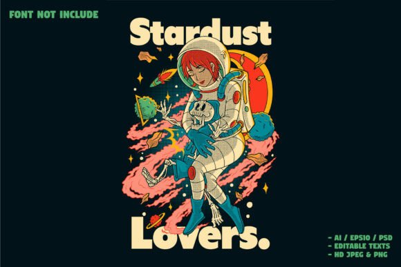 Astronaut Girl Hugging Skeleton in Space: A Bold Mascot for Modern Branding