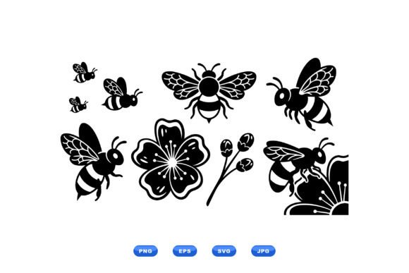 Bee Floral SVG Clipart Pack: Versatile Design Elements for Modern Visual Projects