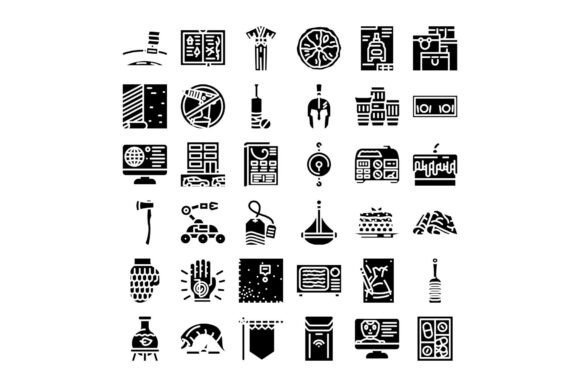 Collection of Glyphs Showing Various Obj: Practical Uses Across Design Projects
