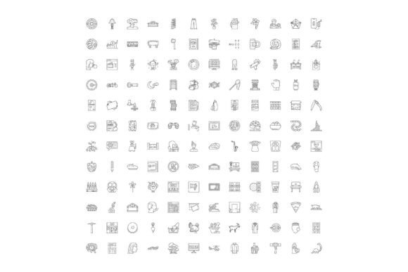 Collection of Outline Icons, Pictograms, and Assortment of Linear Outline Icons for Modern Design Workflows