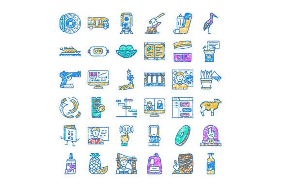 Creative Doodle Icons for Modern Design Projects