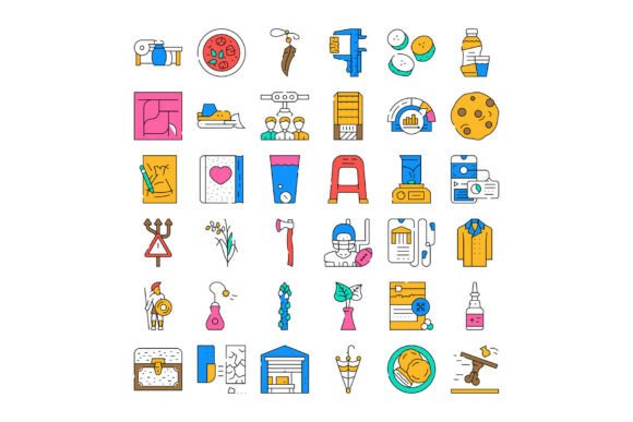 Diverse Collection of Flat Icons Illustr