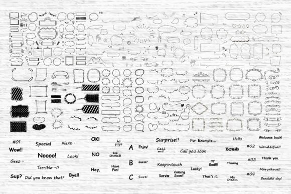 Doodle Speech Bubbles Frames Notes SVG