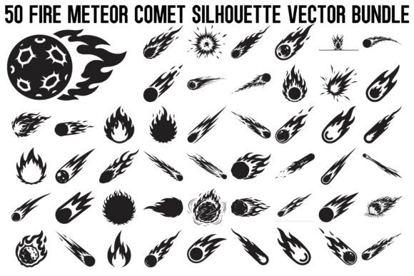 Fire Meteor Comet Silhouette Designs for Bold Creative Projects
