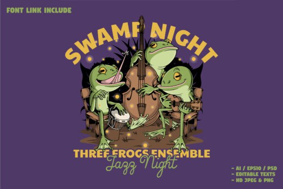 Frog Band Playing Music at Night: A Unique Mascot Logo for Bold Brand Identities