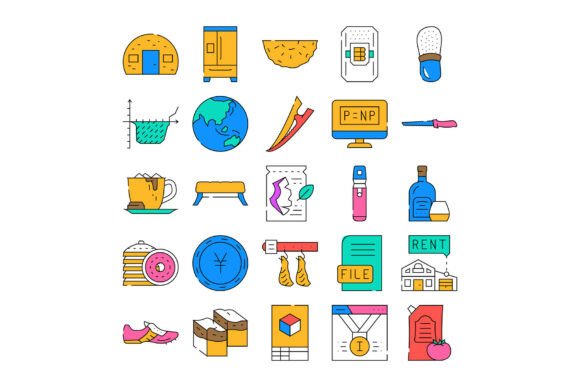 Modern Web Flat Icons for Finance, Food, Tech & More