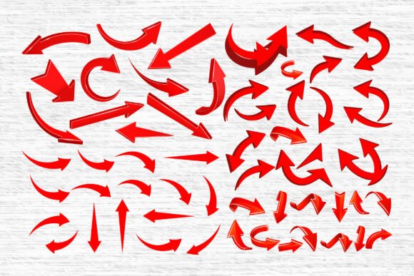 Red Arrow Icons: Curved Directional