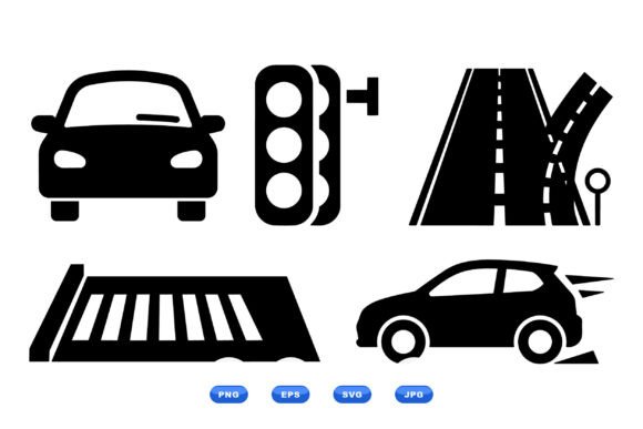 Road Traffic Icon Clipart: Simple Visuals for Clear Communication