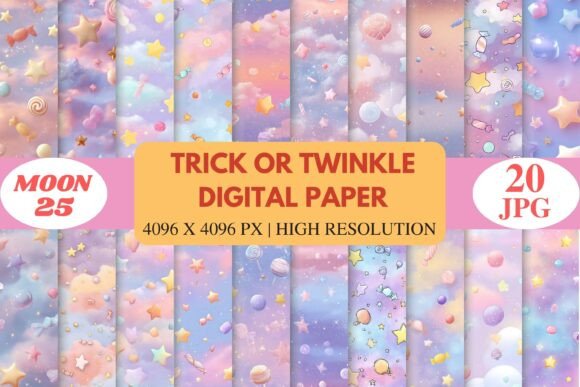 Trick or Twinkle Digital Paper: A Soft Pastel Wonderland for Creative Projects