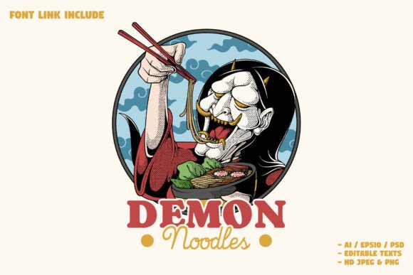Unleash Your Brand’s Identity with the Japanese Demon Eating Ramen Emblem