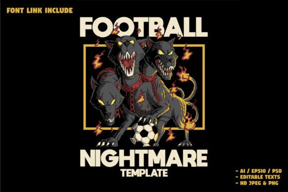 Unleash Your Brand’s Identity with the Scary Cerberus with Soccer Ball Mascot Logo
