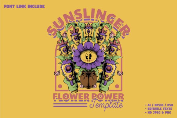 Unleash Your Brand’s Potential with the Sunflower Mascot Featuring a Surreal Gun Design