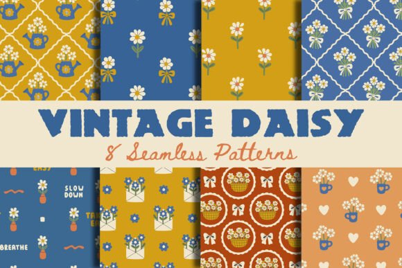 Vintage Daisy Seamless Patterns: A Versatile Design Resource for Creative Workflows