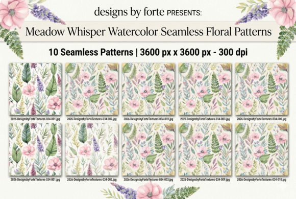 Watercolor Meadow Symphony Papers: A Versatile Design Resource